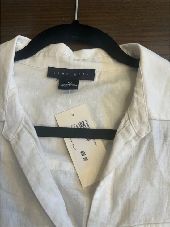 Sanctuary White Tie-Front Button Down Shirt - Picture 7 of 9